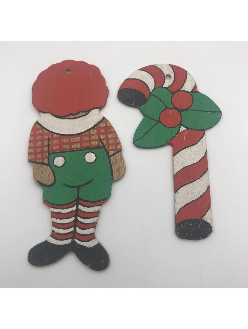 Vtg Wooden Christmas Ornament Lot Of 16 Nursery Rhyme Raggedy Andy Double Sided